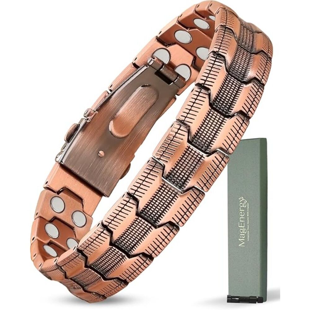 Men’s 99.99% Pure Copper Magnetic Bracelet 3800 Gauss Adjustable
